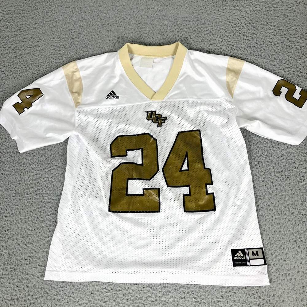 Adidas Football Jersey Mens M White UCF Knights #24 Mesh V-Neck Athletic Y2K